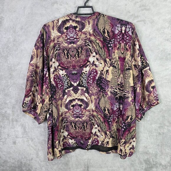 Womens Maggie Barnes Purple Abstract Print Tunic Top 3/4 Sleeve Polyester 4X - Picture 3 of 7